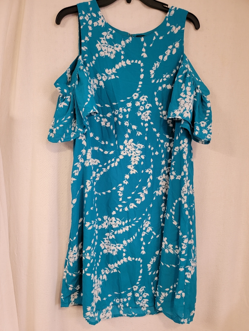 City Streets Teal & White Cold-Shoulder Mini Dress Size 16